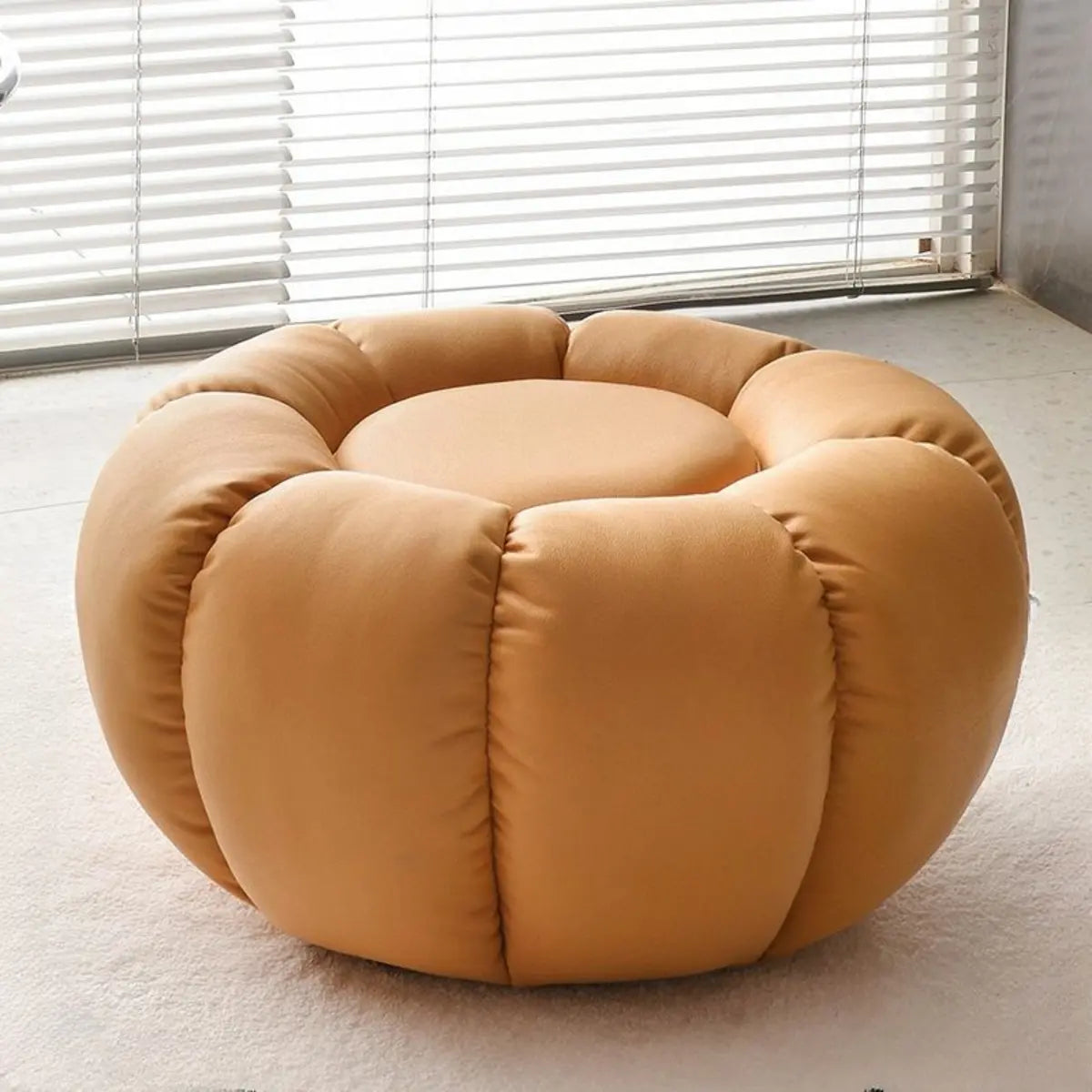 Living Room Round Pumpkin Tech Cloth Medium Ottoman Image - 20