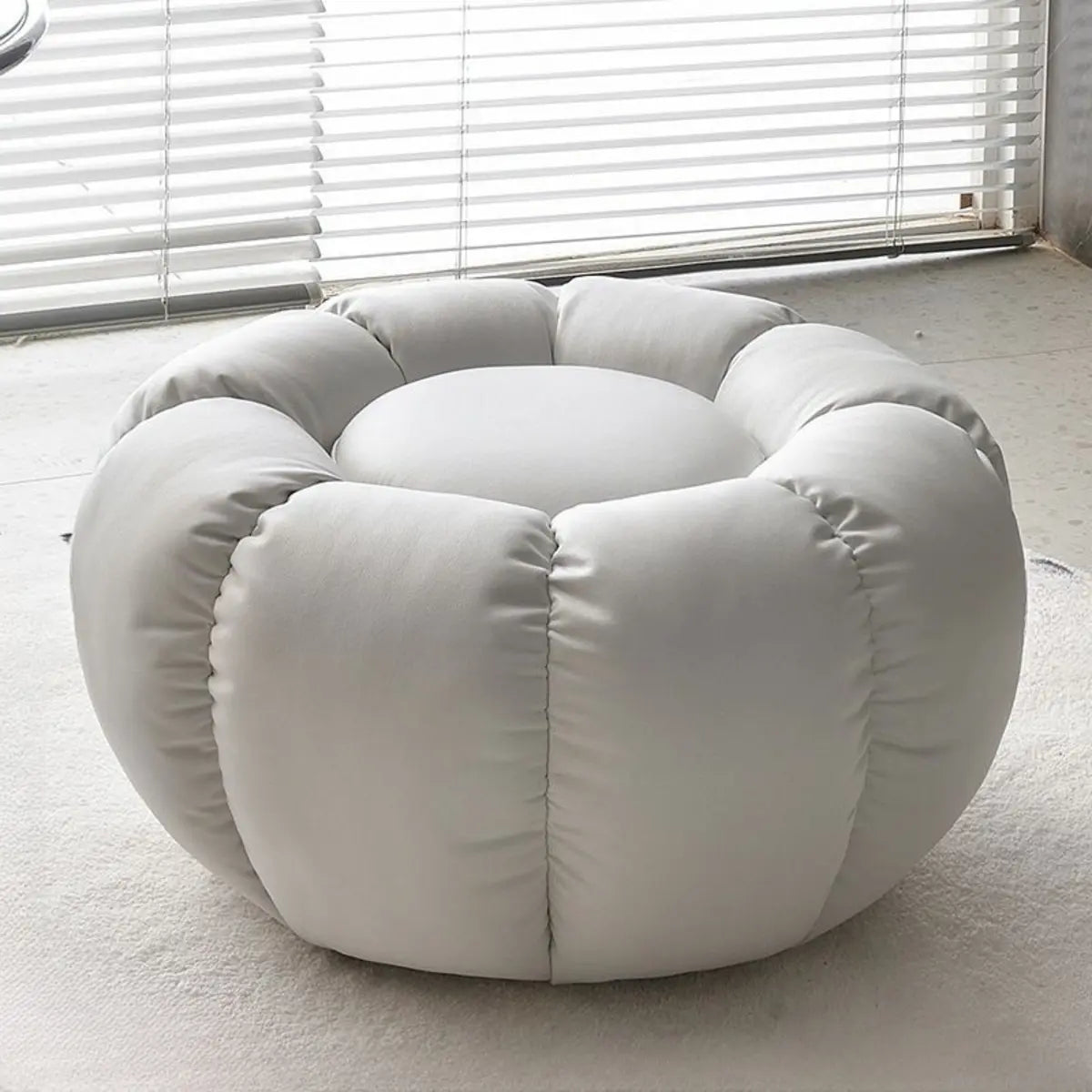Living Room Round Pumpkin Tech Cloth Medium Ottoman Image - 21