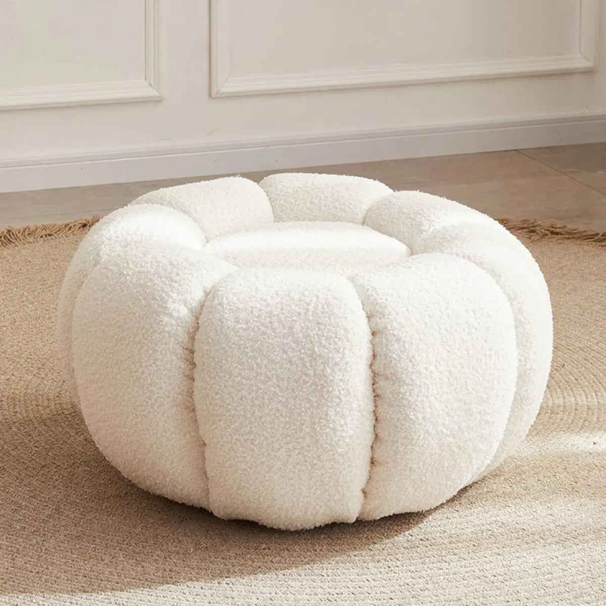 Living Room Round Pumpkin Tech Cloth Medium Ottoman Image - 4