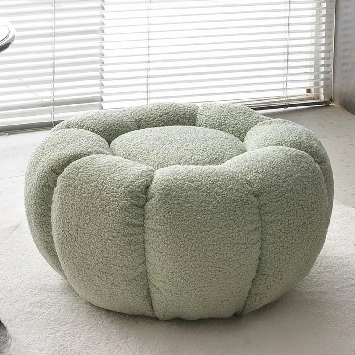 Living Room Round Pumpkin Tech Cloth Medium Ottoman Image - 6