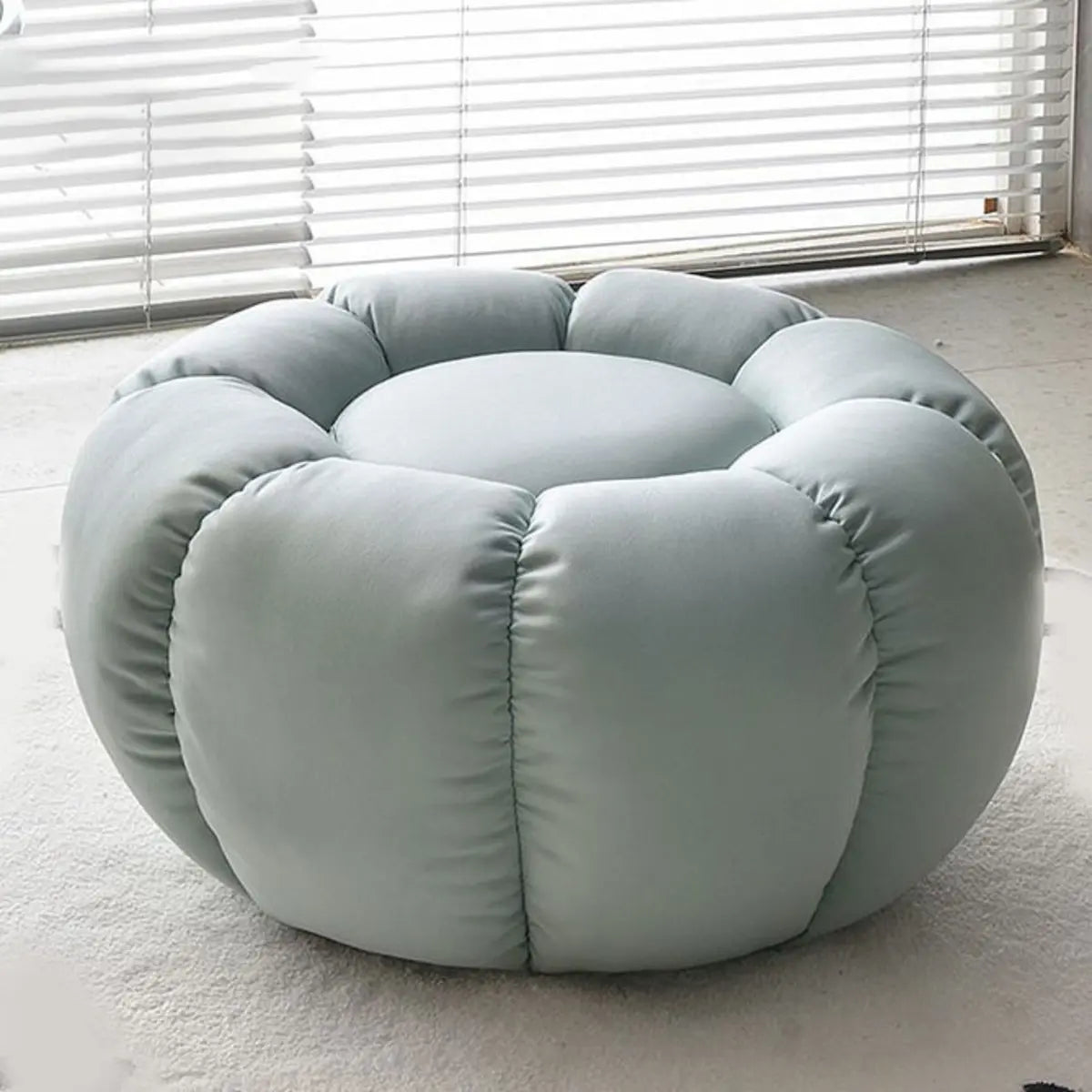Living Room Round Pumpkin Tech Cloth Medium Ottoman Image - 7