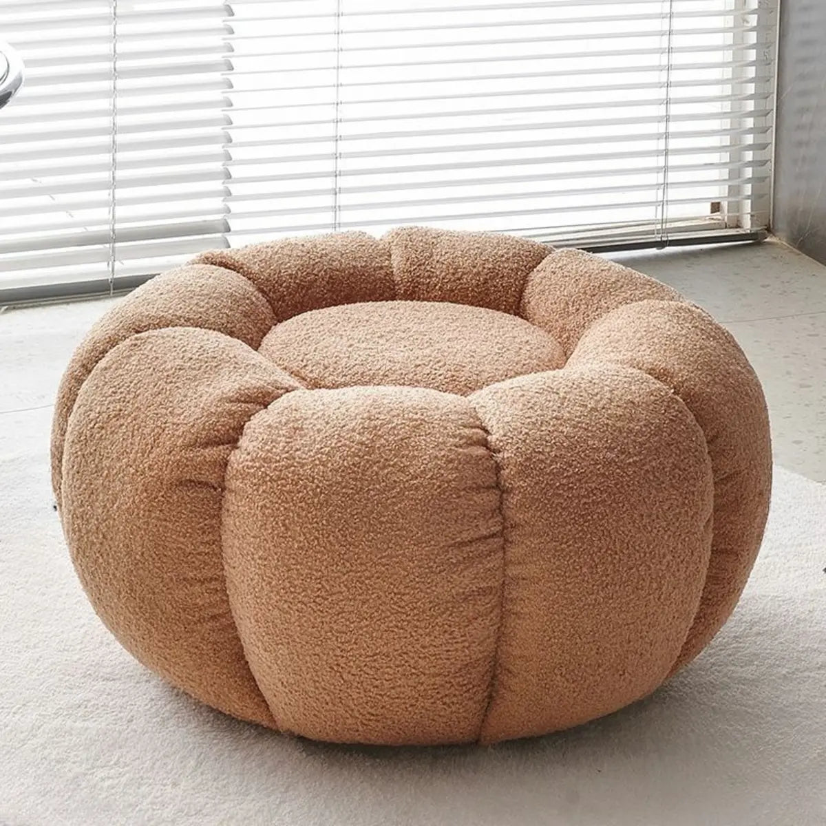 Living Room Round Pumpkin Tech Cloth Medium Ottoman Image - 8
