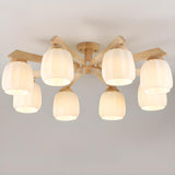 Living Room Rustic 6-Light Wood Semi-Flush Mount Light Image - 10