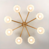 Living Room Rustic 6-Light Wood Semi-Flush Mount Light Image - 11