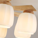 Living Room Rustic 6-Light Wood Semi-Flush Mount Light Image - 14