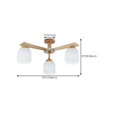 Living Room Rustic 6-Light Wood Semi-Flush Mount Light #size