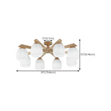 Living Room Rustic 6-Light Wood Semi-Flush Mount Light Image - 18