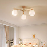Living Room Rustic 6-Light Wood Semi-Flush Mount Light Image - 4