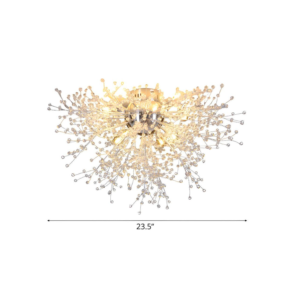 Living Room Silver Firework Crystal Flush Mount Light Image - 4