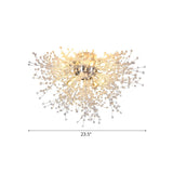 Living Room Silver Firework Crystal Flush Mount Light Image - 4