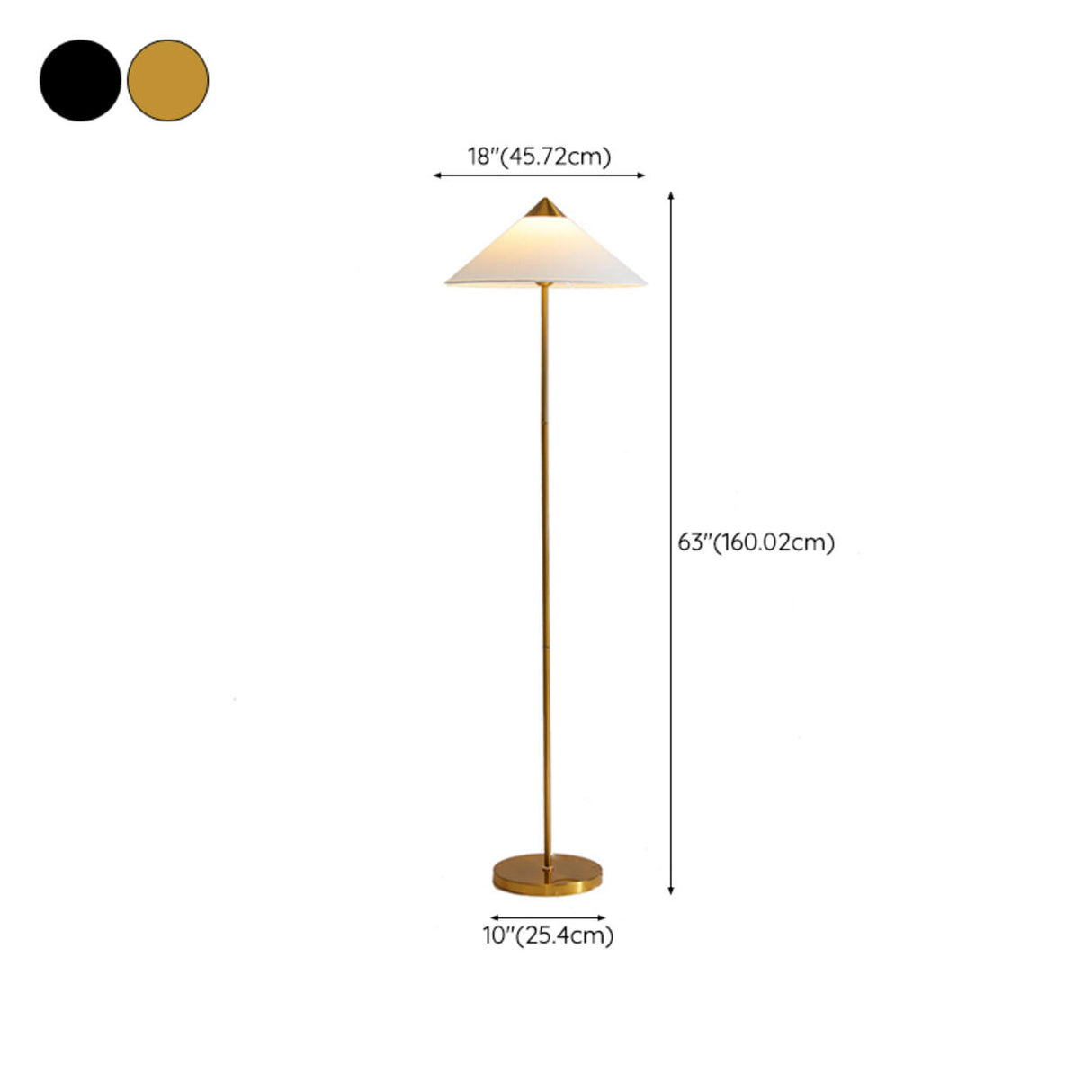 Living Room Sleek Pyramid Shade and Gold Floor Lamp 