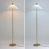 Living Room Sleek Pyramid Shade and Gold Floor Lamp Image - 8