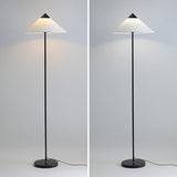 Living Room Sleek Pyramid Shade and Gold Floor Lamp Image - 9
