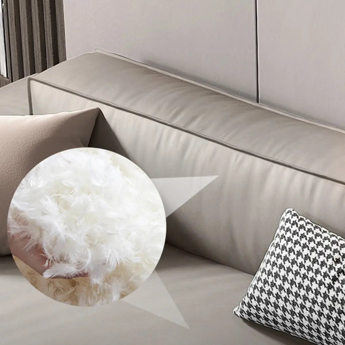 Living Room Spacious Grey Leather Wood Frame Sofa Image - 8