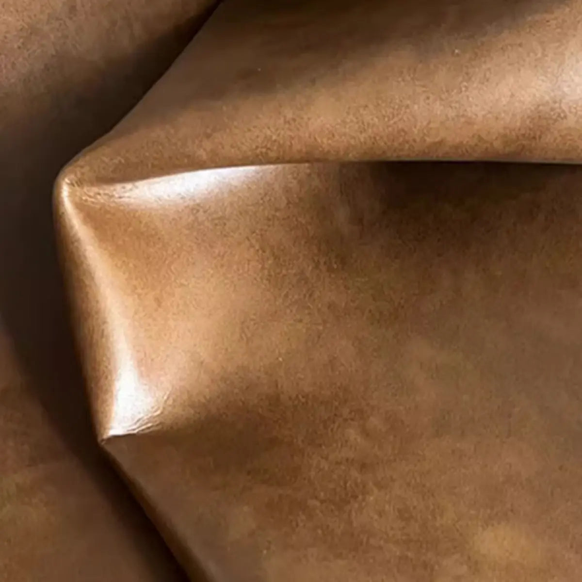 Living Room Tan Curved Leather Wooden Frame Sofa Image - 4
