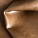 Living Room Tan Curved Leather Wooden Frame Sofa Image - 4