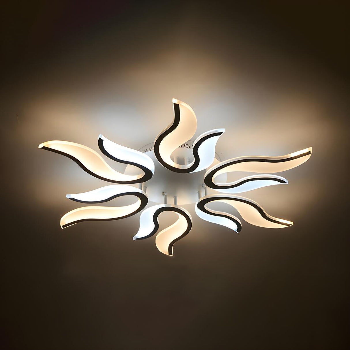 Living Room Trendy White Blossom LED Flush Mount Light Image - 11