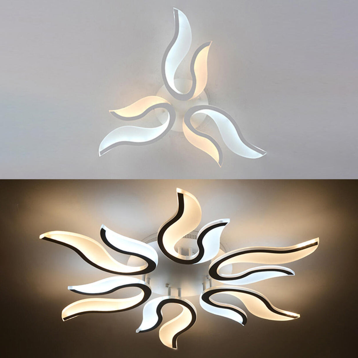 Living Room Trendy White Blossom LED Flush Mount Light Image - 12