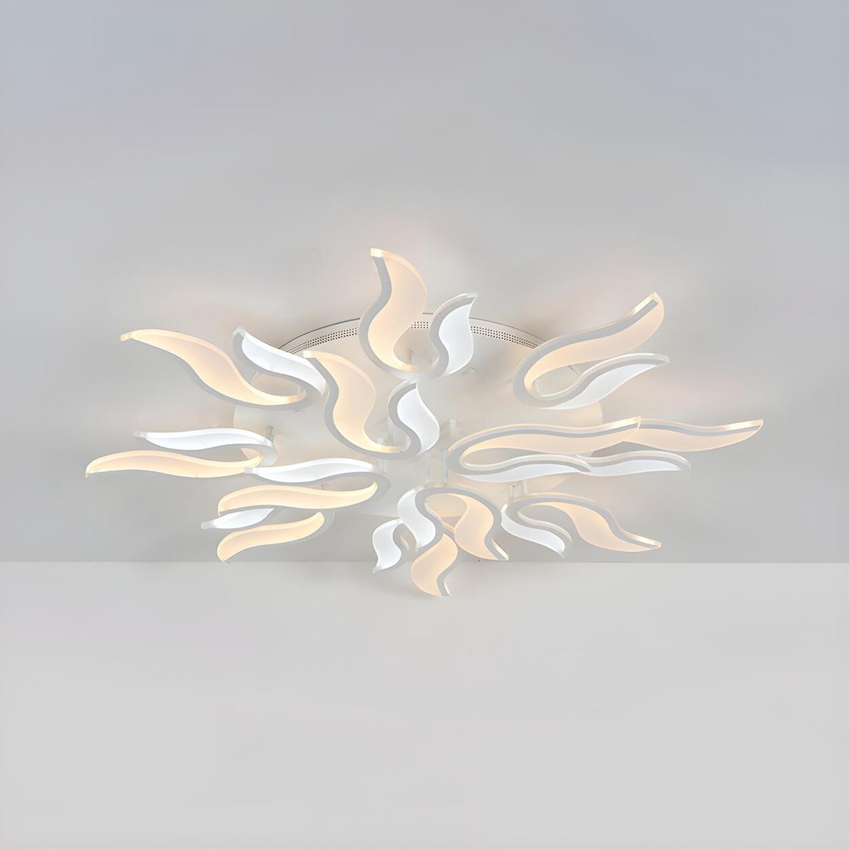 Living Room Trendy White Blossom LED Flush Mount Light Image - 2
