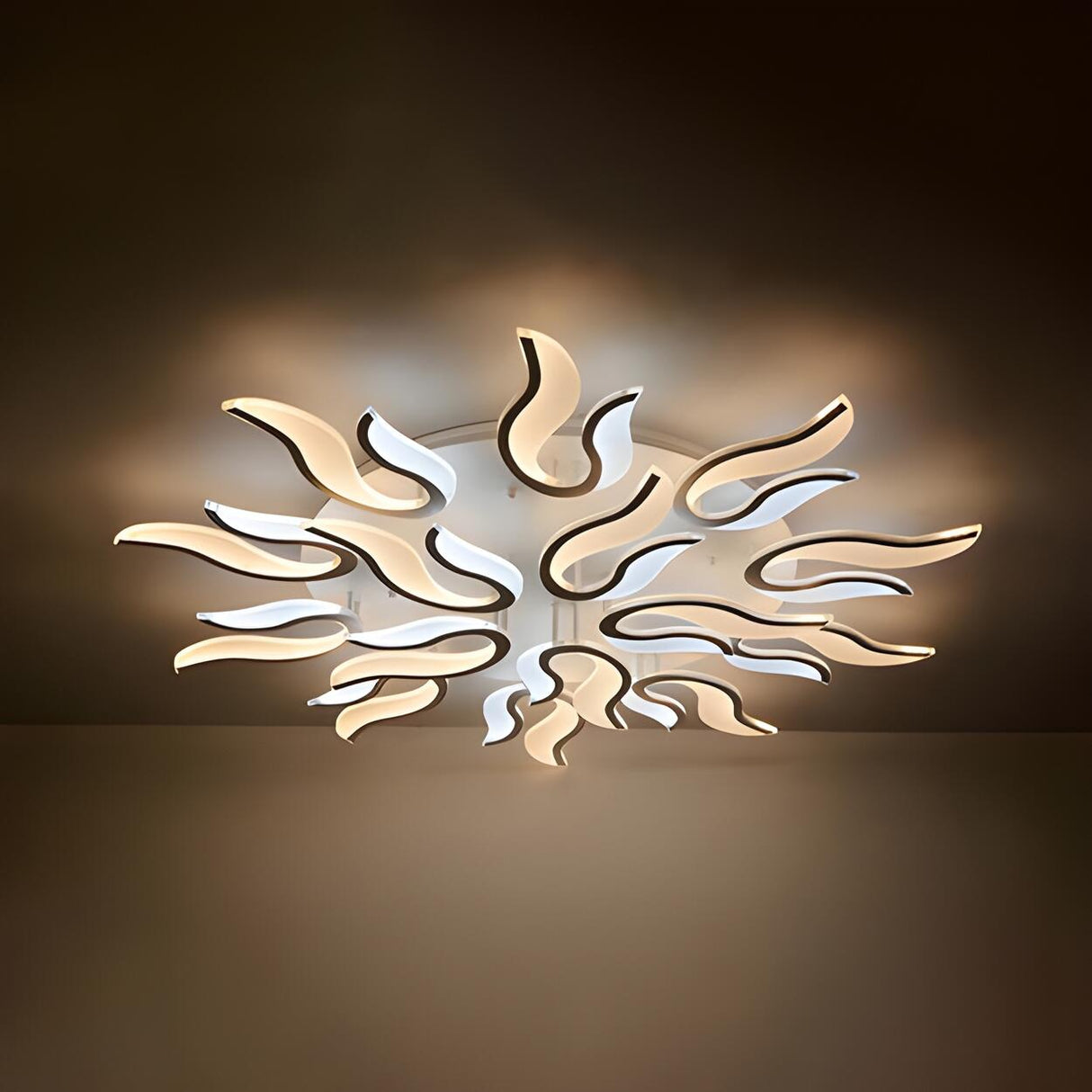 Living Room Trendy White Blossom LED Flush Mount Light Image - 9