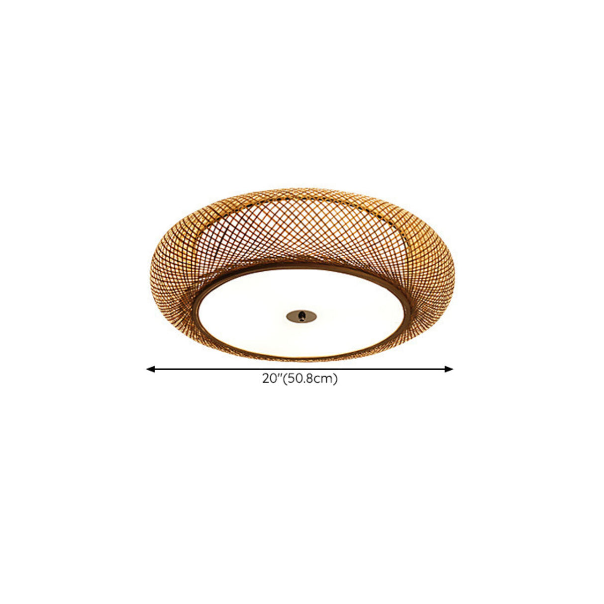 Living Room Vintage Bamboo Round Flush Mount Light Image - 14