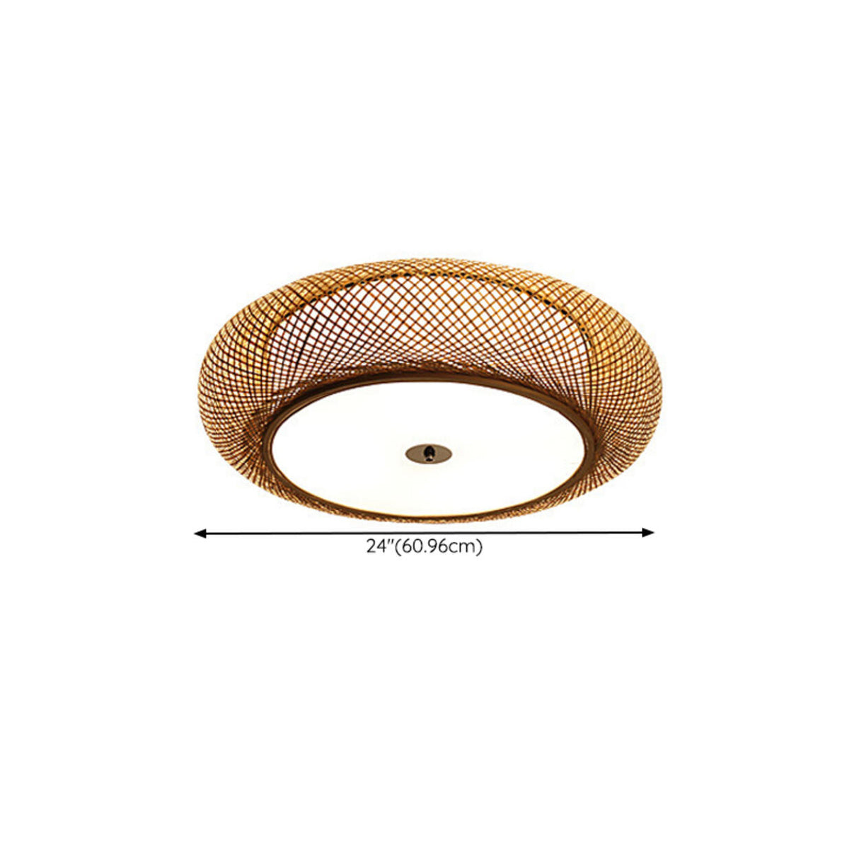 Living Room Vintage Bamboo Round Flush Mount Light Image - 15