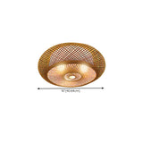 Living Room Vintage Bamboo Round Flush Mount Light Image - 25
