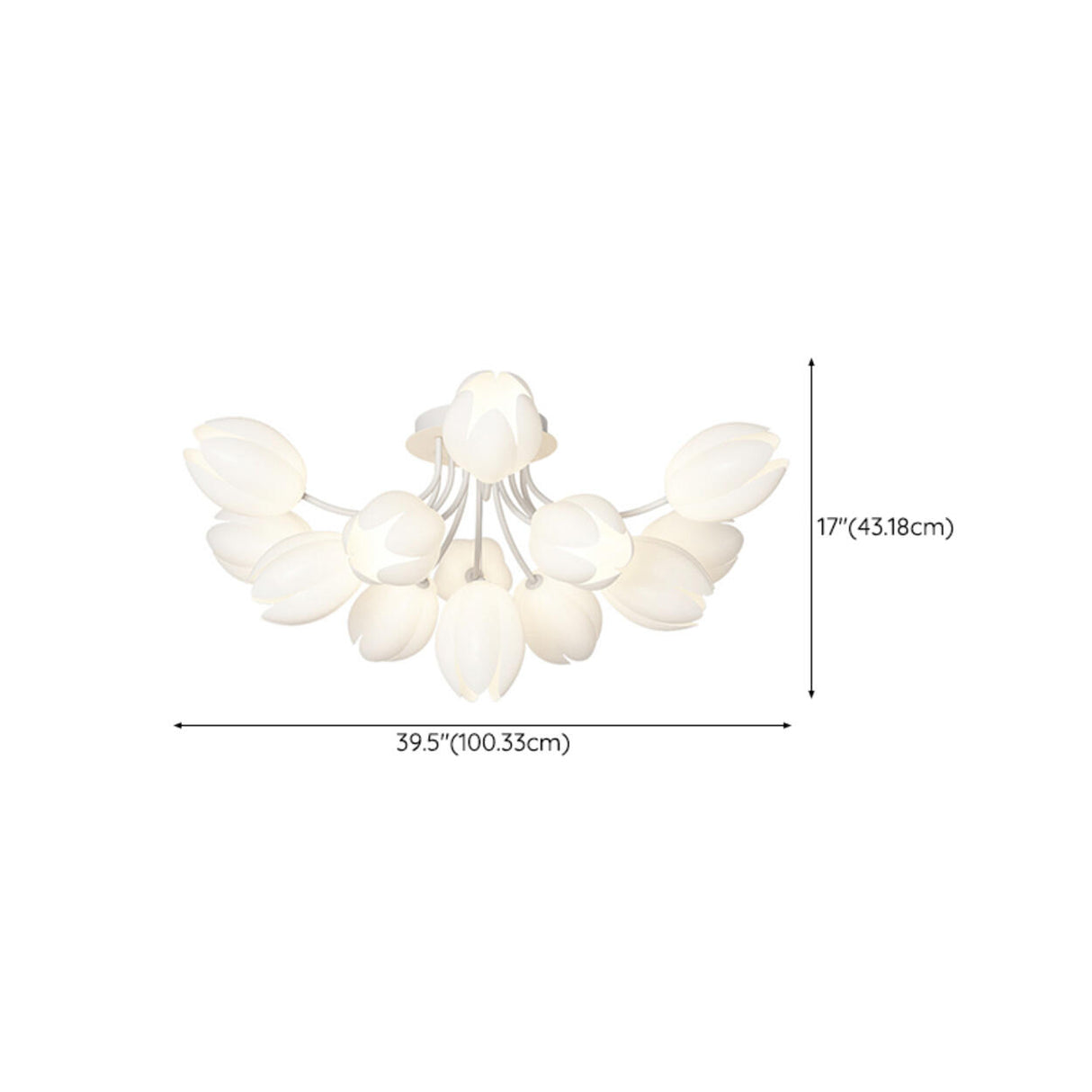 Living Room White Flower Semi-Flush Mount Lamp 13-Light Image - 23