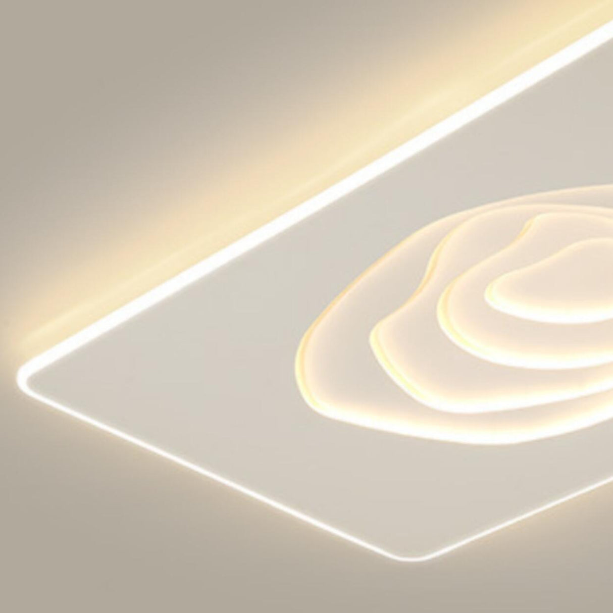 Living Room White Rectangular LED Flush Mount Light Image - 10