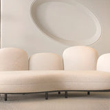 Living Room White Tight Back Metal Frame Curved Sofa Image - 10