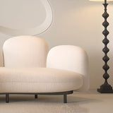 Living Room White Tight Back Metal Frame Curved Sofa Image - 11