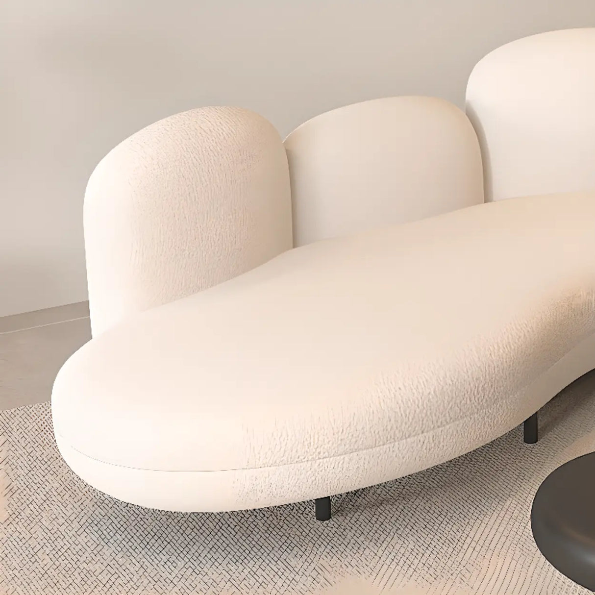 Living Room White Tight Back Metal Frame Curved Sofa Image - 12
