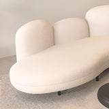 Living Room White Tight Back Metal Frame Curved Sofa Image - 12