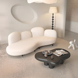 Living Room White Tight Back Metal Frame Curved Sofa Image - 4