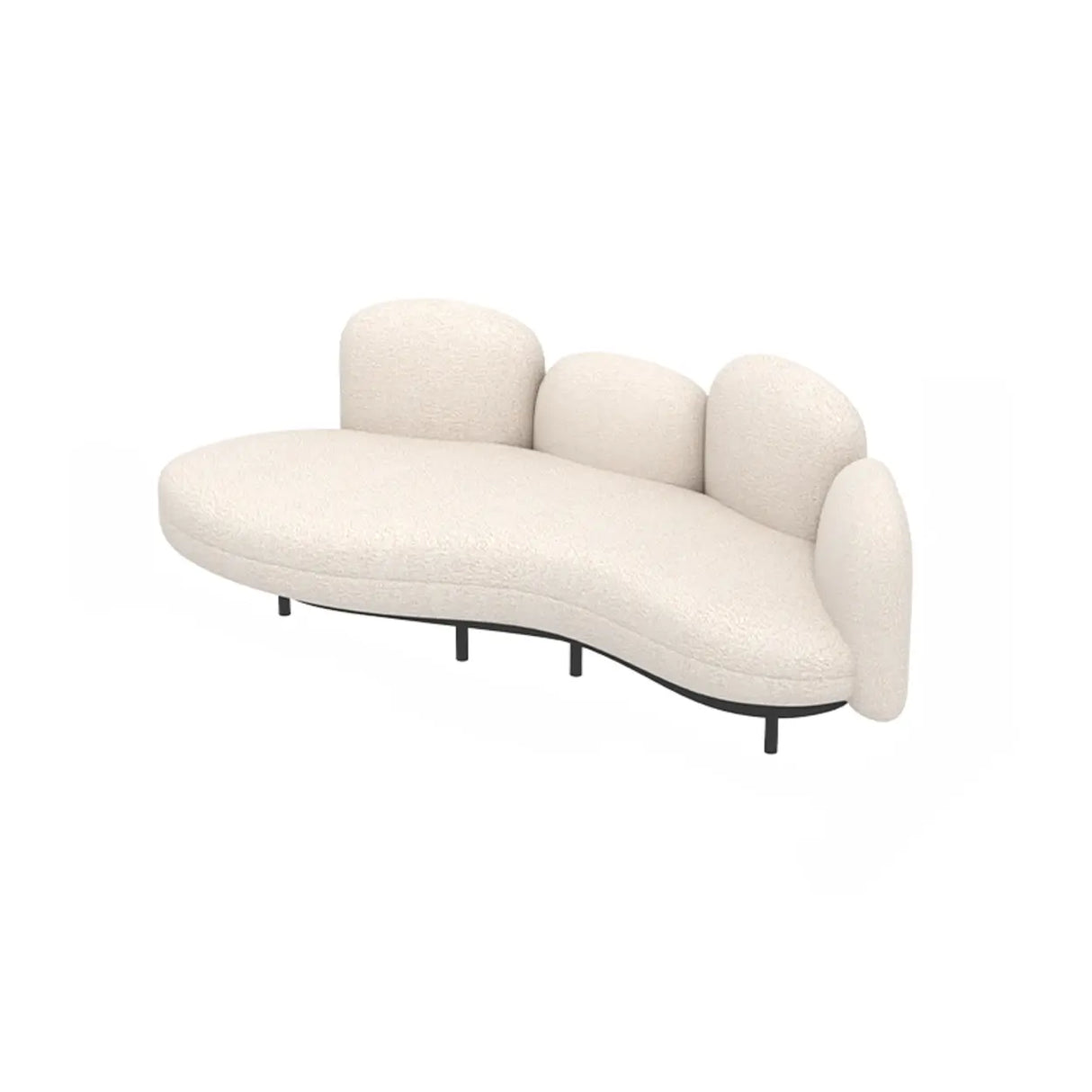 Living Room White Tight Back Metal Frame Curved Sofa Image - 5