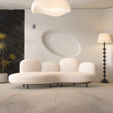 Living Room White Tight Back Metal Frame Curved Sofa Image - 6