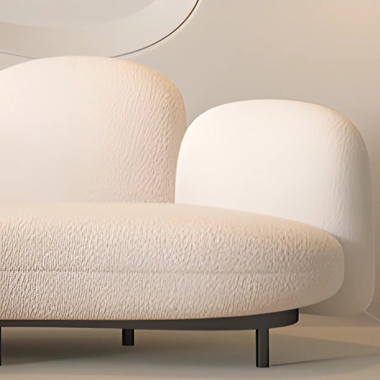 Living Room White Tight Back Metal Frame Curved Sofa Image - 8