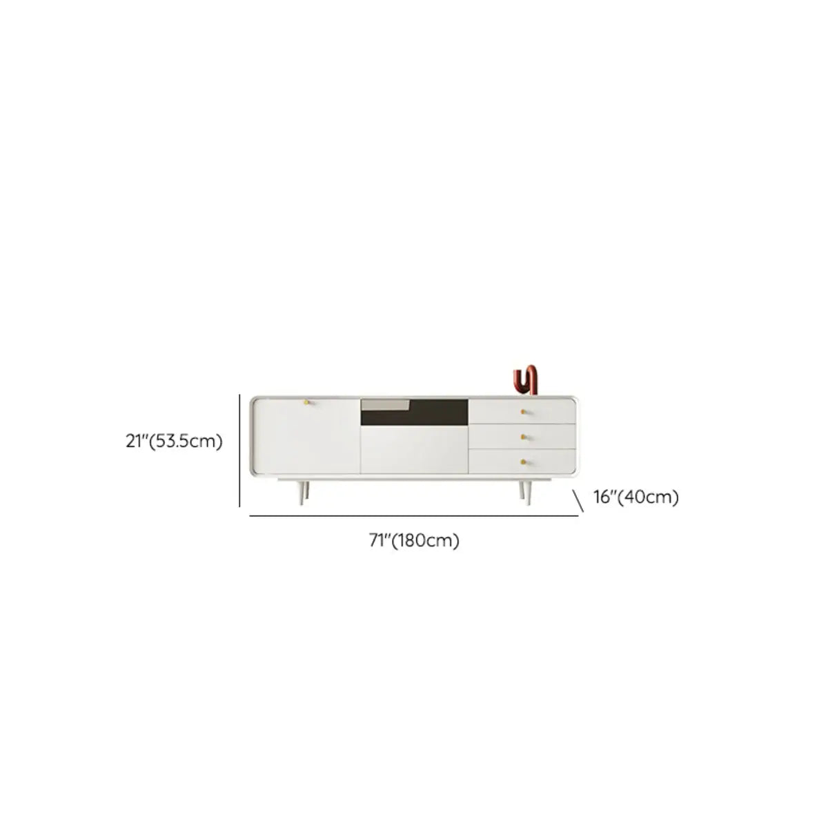 Living Room White Wood Enclosed Storage Long TV Stand 