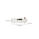 Living Room White Wood Enclosed Storage Long TV Stand Image - 11