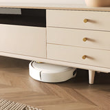 Living Room White Wood Enclosed Storage Long TV Stand Image - 7