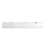 Living Room White Wooden Rectangular Drawers TV Stand Image - 5