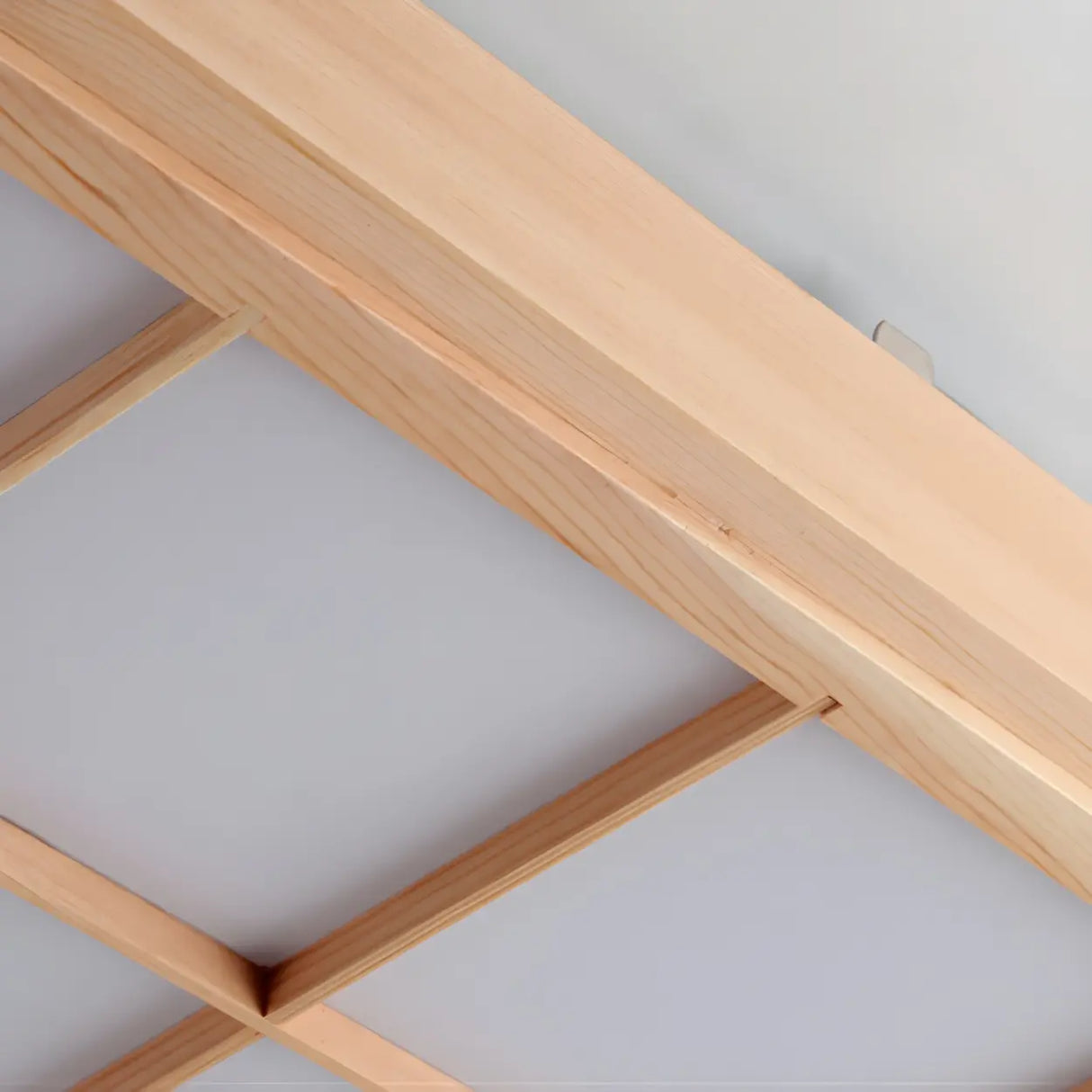 Living Room Wood Rectangle Grid LED Flush Mount Light Image - 12