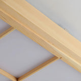 Living Room Wood Rectangle Grid LED Flush Mount Light Image - 14