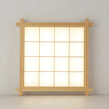 Living Room Wood Rectangle Grid LED Flush Mount Light Image - 16