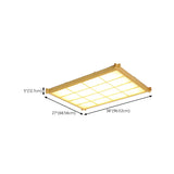 Living Room Wood Rectangle Grid LED Flush Mount Light Image - 22