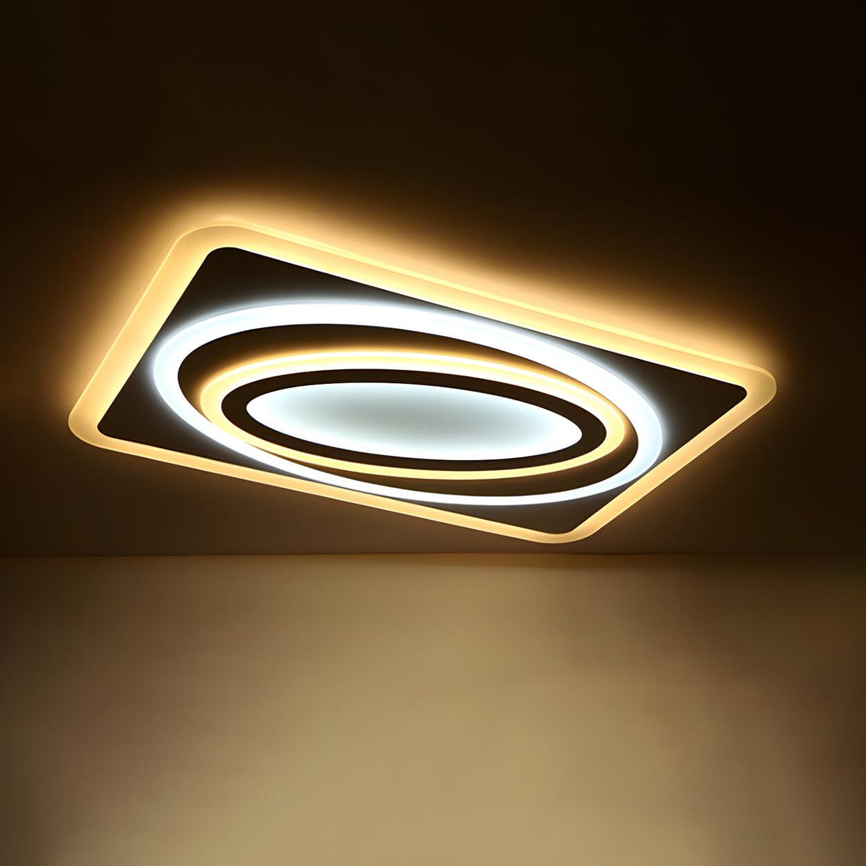 Living Room Wormhole Rectangle LED Flush Mount Light Image - 3