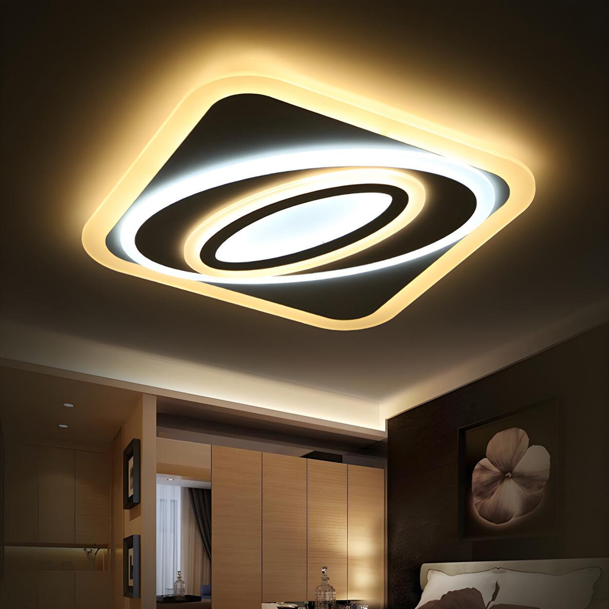 Living Room Wormhole Rectangle LED Flush Mount Light Image - 5