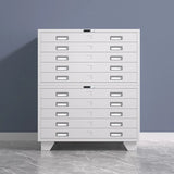 Lockable Coffee White Steel Horizontal Filing Cabinet Image - 22