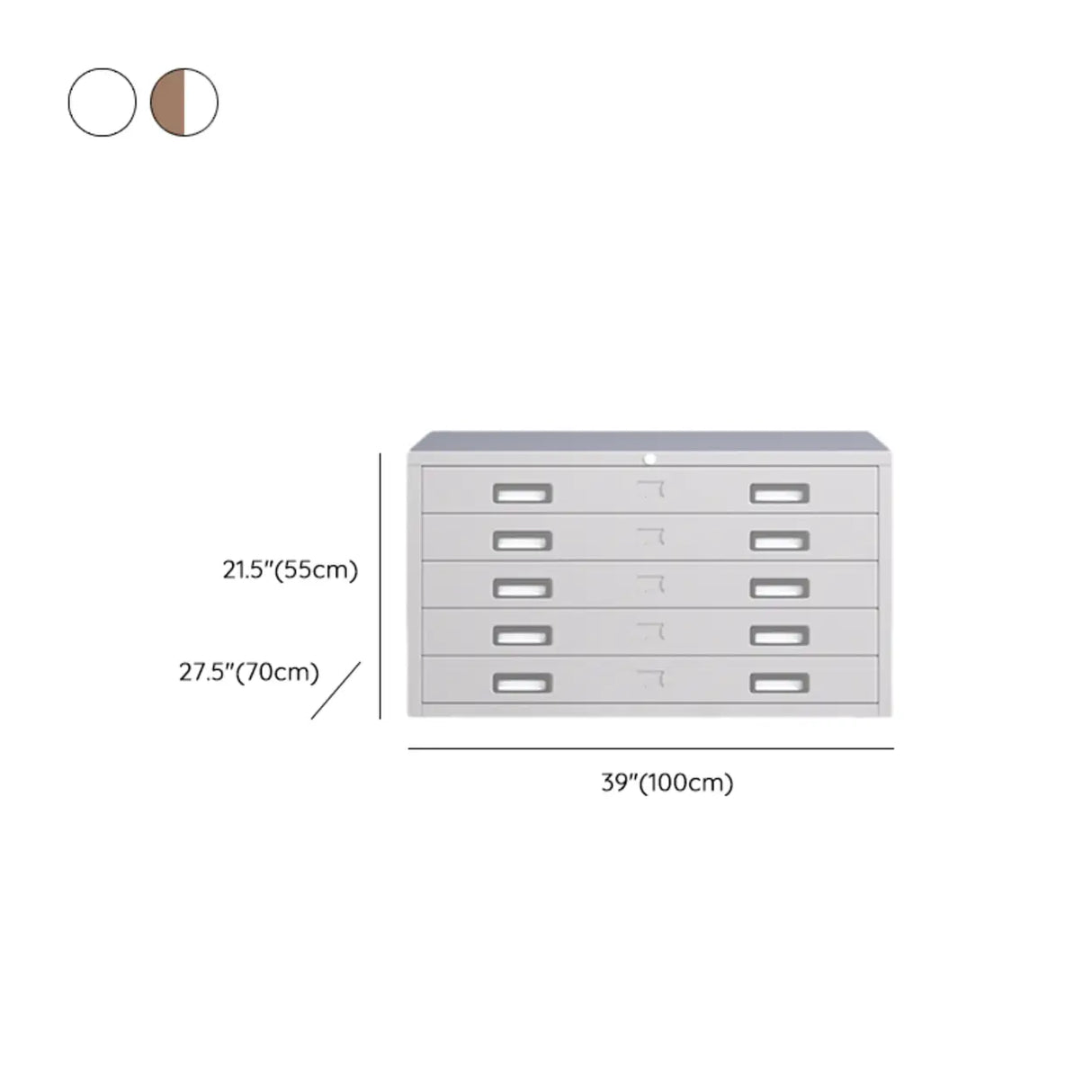 Lockable Coffee White Steel Horizontal Filing Cabinet 