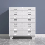 Lockable Coffee White Steel Horizontal Filing Cabinet Image - 5